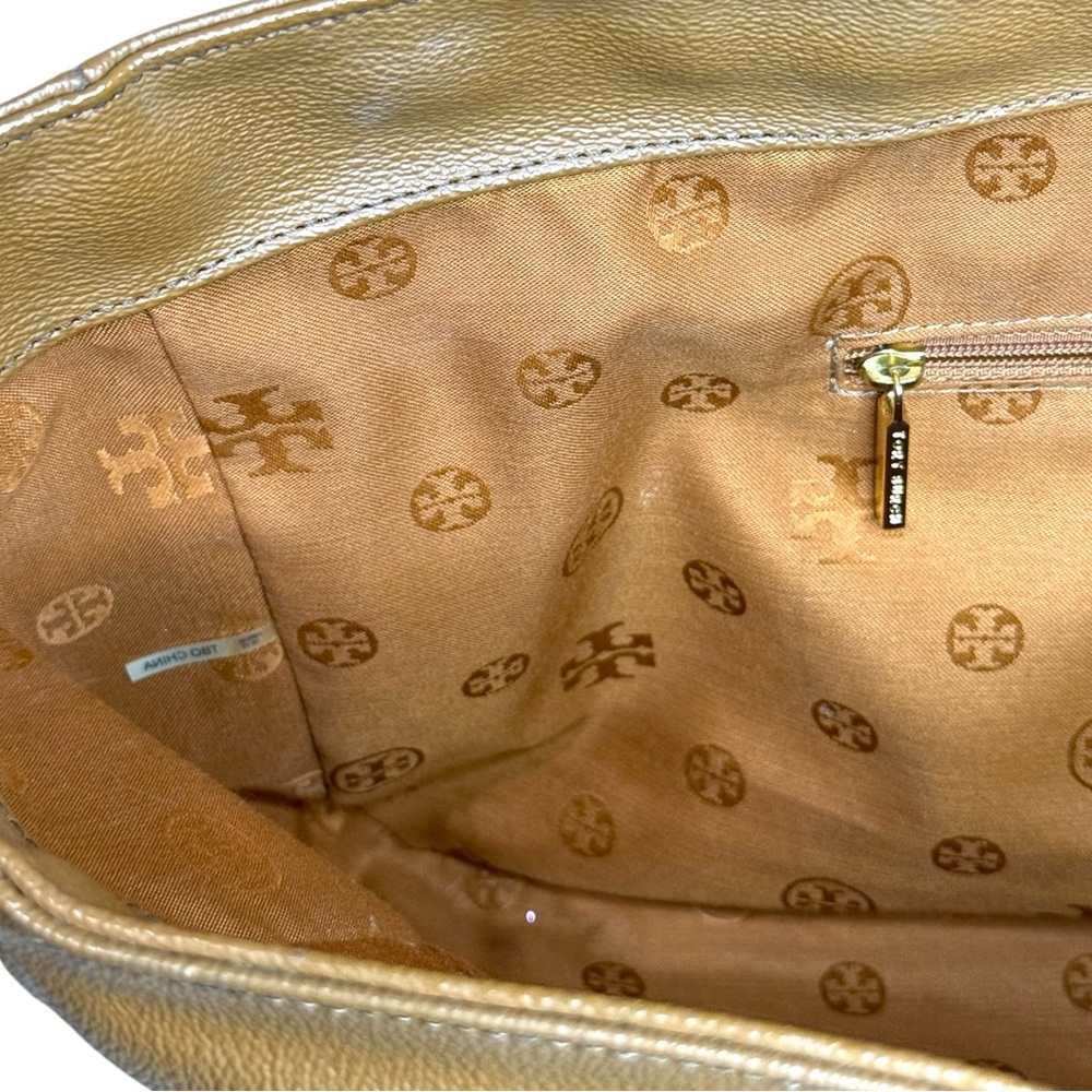 Tory Burch Bag Large Roslyn Luggage Tag Brown Leather Tote Bag - Picture 7 of 8